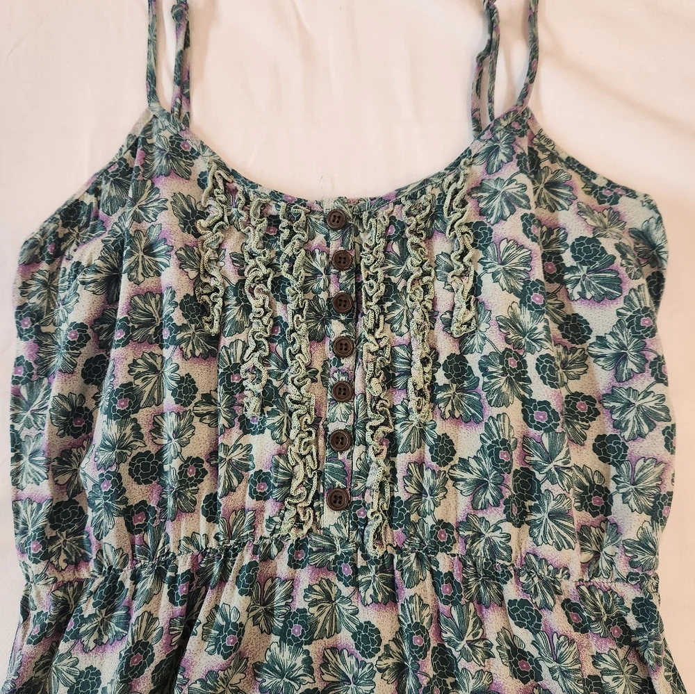 Akualani Women's Green Floral Knee-length Shift Dress Size‎ M Summer Lightweight